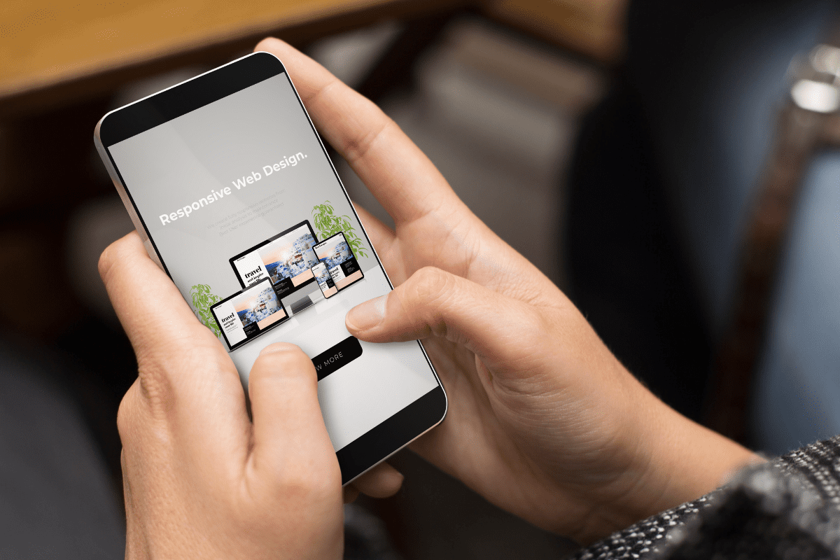 person looking website on phone